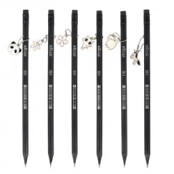 Creion Strigo HB Charms, lemn negru, mix 33 de modele pandantive SSC385