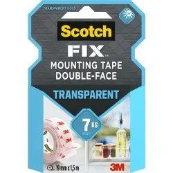 Banda dublu adeziva transparenta pentru montare  Scotch, 1.5 m x 19 mm Banda dublu adeziva transparenta pentru montare  Scotch, 1.5 m x 19 mm