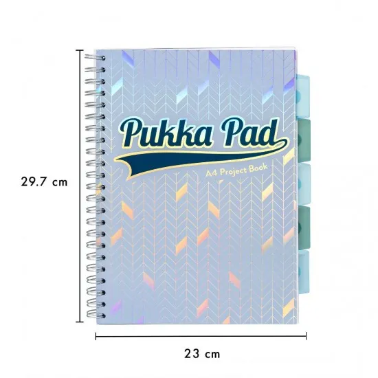 Caiet cu spirala si separatoare Pukka Pads Project Book Glee, 200 pag, matematica, A4, albastru deschis Caiet cu spirala si separatoare Pukka Pads Project Book Glee, 200 pag, matematica, A4, albastru deschis