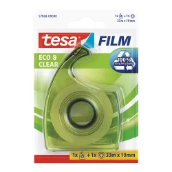 Banda adeziva Tesa transparenta, 19 mm x 33 m, cu dispenser EasyCut
