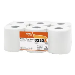 Rola prosoape cu derulare centrala, 2 straturi, hartie alba caterata, 108 m, 450 portii, 6 role/set Rola prosoape cu derulare centrala, 2 straturi, hartie alba caterata, 108 m, 450 portii, 6 role/set