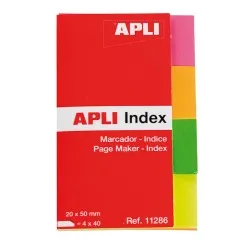 Index Apli, autoadeziv, hartie,  20 x 50 mm, 4 culori x 40 file Index Apli, autoadeziv, hartie,  20 x 50 mm, 4 culori x 40 file