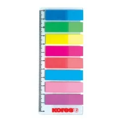 Index Kores, autoadeziv, plastic, 12 x 45 mm, 8 culori x 25 file/culoare Index Kores, autoadeziv, plastic, 12 x 45 mm, 8 culori x 25 file/culoare