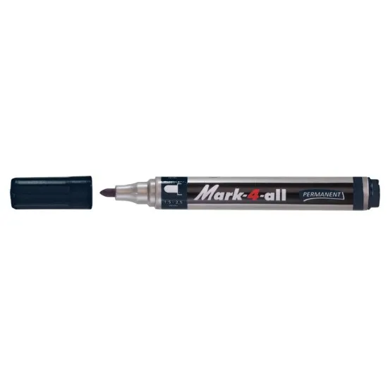 Marker permanent Stabilo Mark-4-All, corp plastic, varf rotund, 1.5-2.5 mm, negru