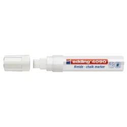 Marker pentru sticla Edding 4090, creta lichida pe baza de apa, varf retezat, 4-15 mm, alb Marker pentru sticla Edding 4090, creta lichida pe baza de apa, varf retezat, 4-15 mm, alb