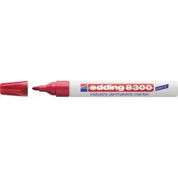 Marker permanent Edding 8300 Industrial, corp metalic, varf rotund, 1.5-3 mm, rosu Marker permanent Edding 8300 Industrial, corp metalic, varf rotund, 1.5-3 mm, rosu