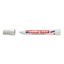 Marker permanent Edding 950 Industrial, corp plastic, varf rotund, 10mm, alb Marker permanent Edding 950 Industrial, corp plastic, varf rotund, 10mm, alb