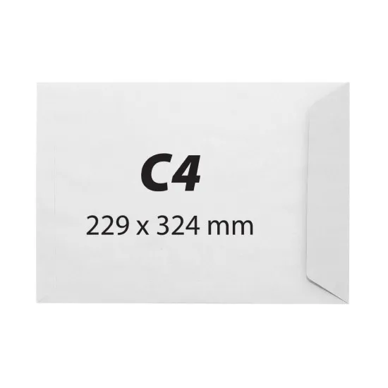 Plic C4, 229 x 324 mm, alb, autoadeziv, 90 g/mp, 25 bucati/set Plic C4, 229 x 324 mm, alb, autoadeziv, 90 g/mp, 25 bucati/set
