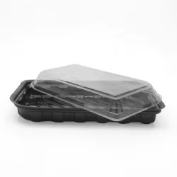 Caserole 800 cc dreptunghi neagra +Capac transp. Caserole 800 cc dreptunghi neagra +Capac transp.