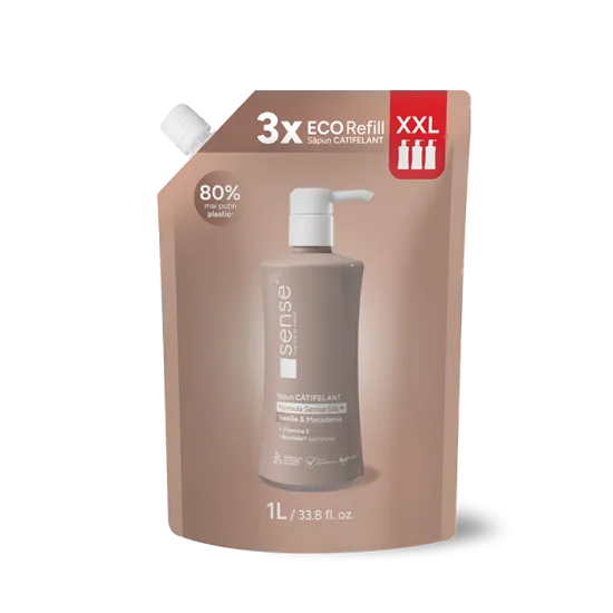 Rezerva Sapun Lichid Gel, SenseSilk+, Vanilie & Macadamia, 1L – SENSE