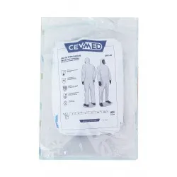 Combinezon protectie, laminat, cu banda, nesteril alb, ambalat individual, 55-60 gr/mp , universal Combinezon protectie, laminat, cu banda, nesteril alb, ambalat individual, 55-60 gr/mp , universal