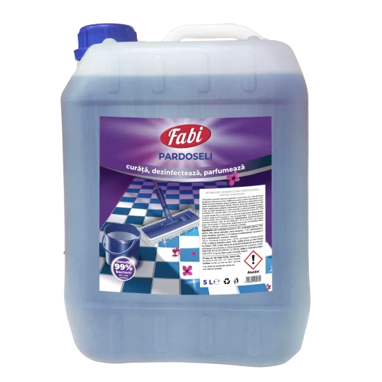 Detergent dezinfectant parfumat pentru pardoseli, Fabi, 5L Detergent dezinfectant parfumat pentru pardoseli, Fabi, 5L