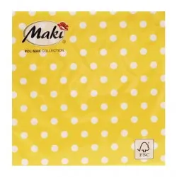 Servetele de masa 33x33cm, model galben cu buline - 3 straturi Servetele de masa 33x33cm, model galben cu buline - 3 straturi