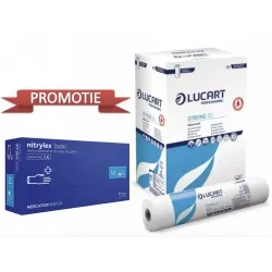 Pachet examinare - 1 bax rola hartie Lucart pentru pat si 1 cutie manusi Pachet examinare - 1 bax rola hartie Lucart pentru pat si 1 cutie manusi
