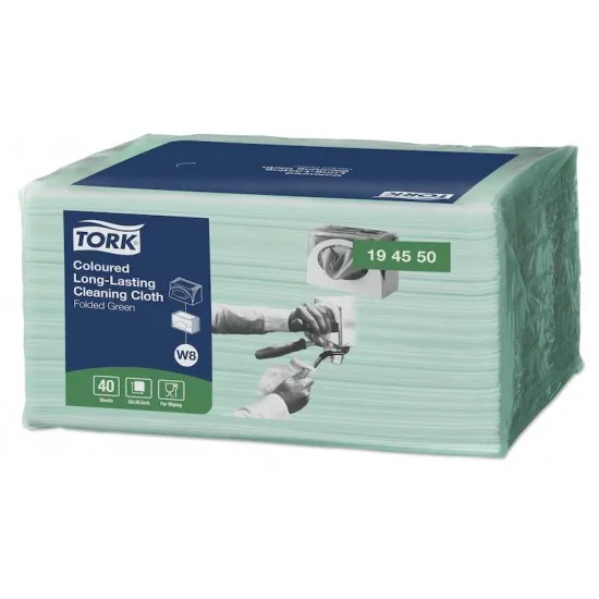 Lavetă pentru curățare Coloured Long-Lasting verde, Tork, 40 buc./pachet Lavetă pentru curățare Coloured Long-Lasting verde, Tork, 40 buc./pachet