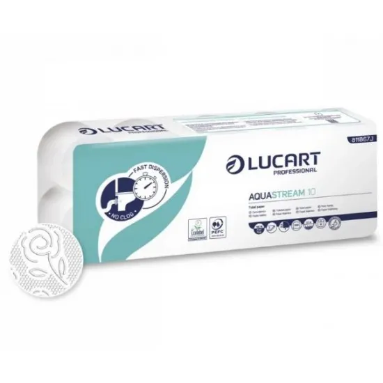 Hartie igienica 2 straturi Aquastream 10 role/set, 12 set/ bax Lucart Hartie igienica 2 straturi Aquastream 10 role/set, 12 set/ bax Lucart