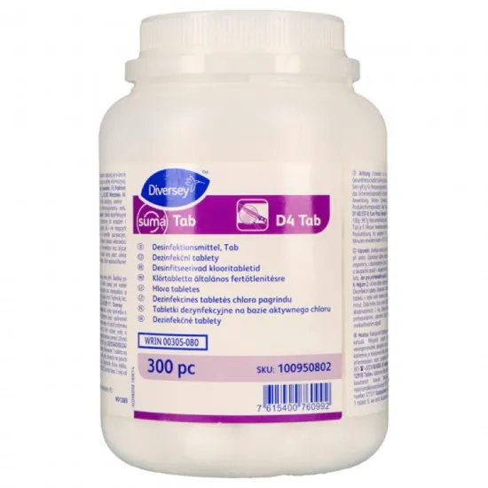 Dezinfectant concentrat pe baza de clor (cloramina), Suma Tab D4, Diversey, 300 tablete Dezinfectant concentrat pe baza de clor (cloramina), Suma Tab D4, Diversey, 300 tablete