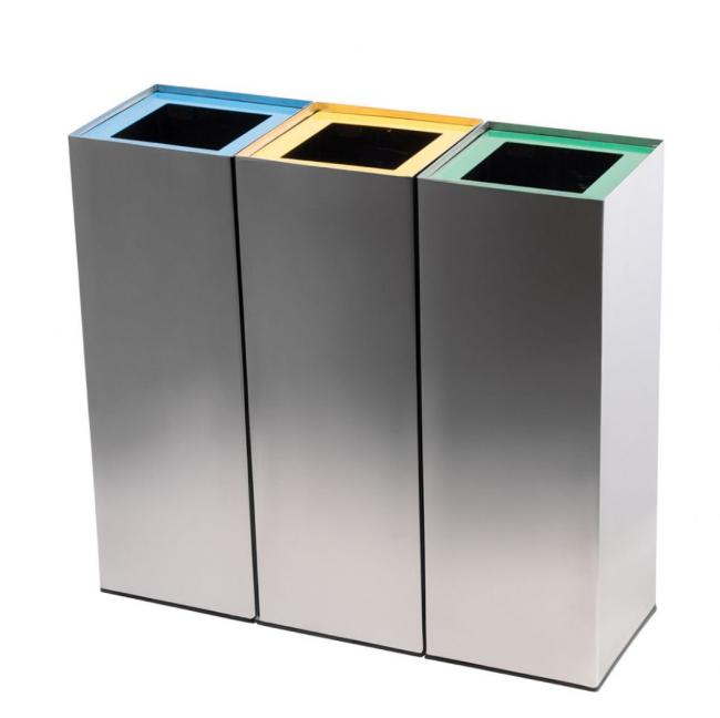 cosuri de reciclare Set 3 cosuri colectare selectiva din otel inoxidabil 37L/recipient