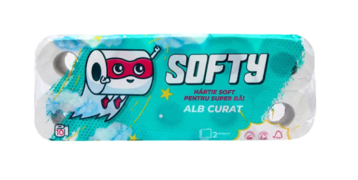 role cearceaf hartie Hartie igienica SOFTY 2 straturi 10 role/ pachet 12m