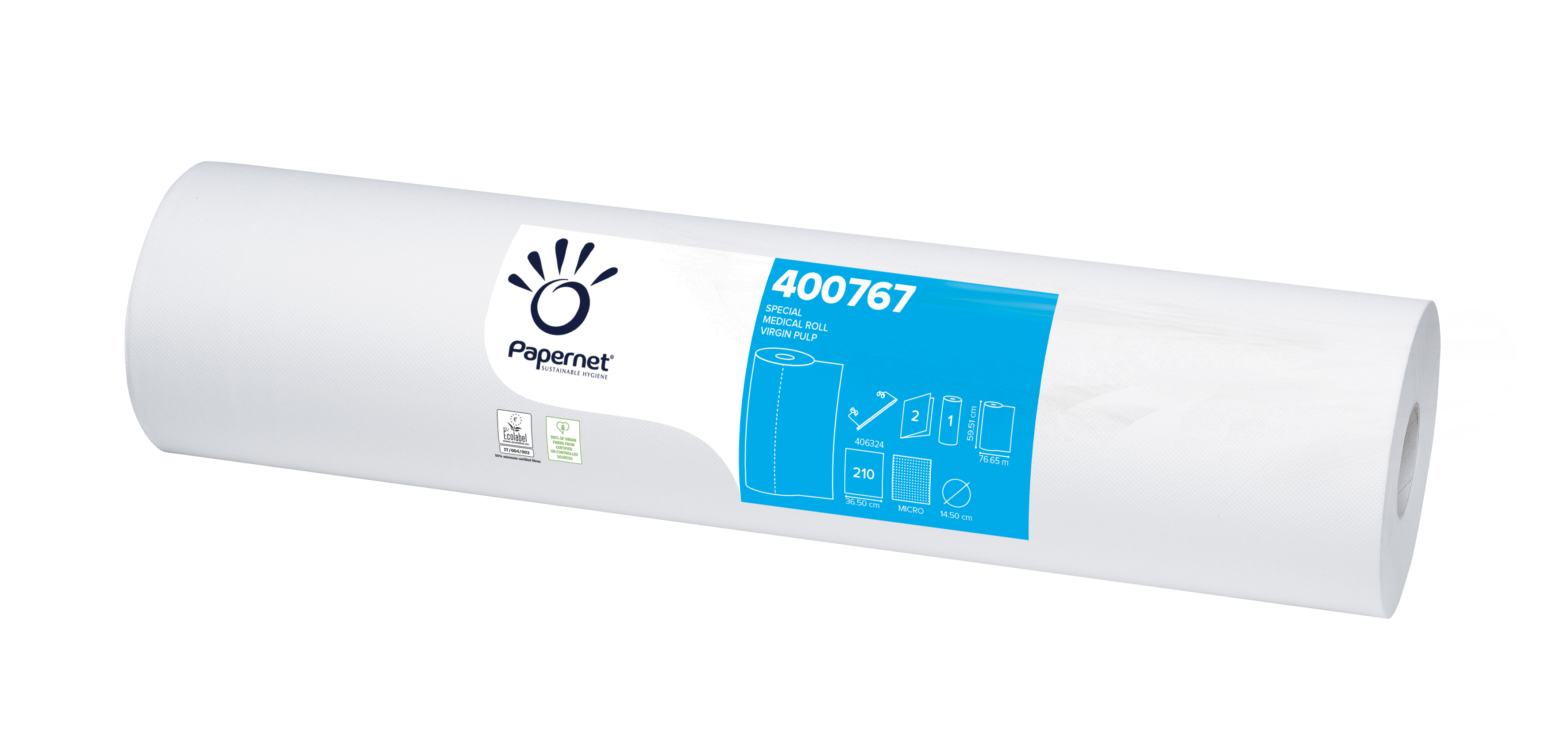 Cearceaf medical over soft alb pretaiat in 2 straturi 59.5 cmx77 m papernet 210 bucati