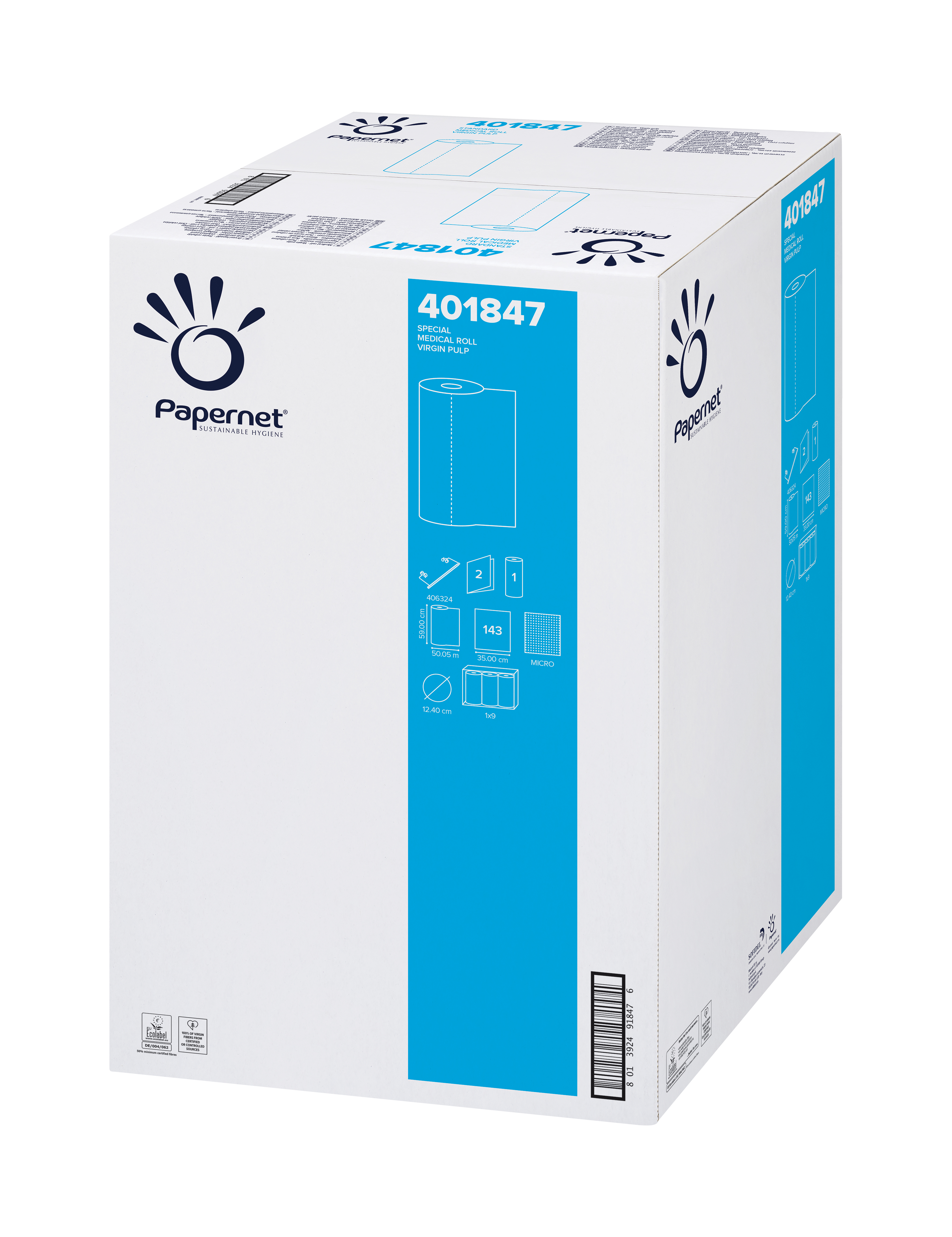 Cearceaf medical over soft alb pretaiat in 2 straturi 59 cmx 50 m papernet 143 bucati