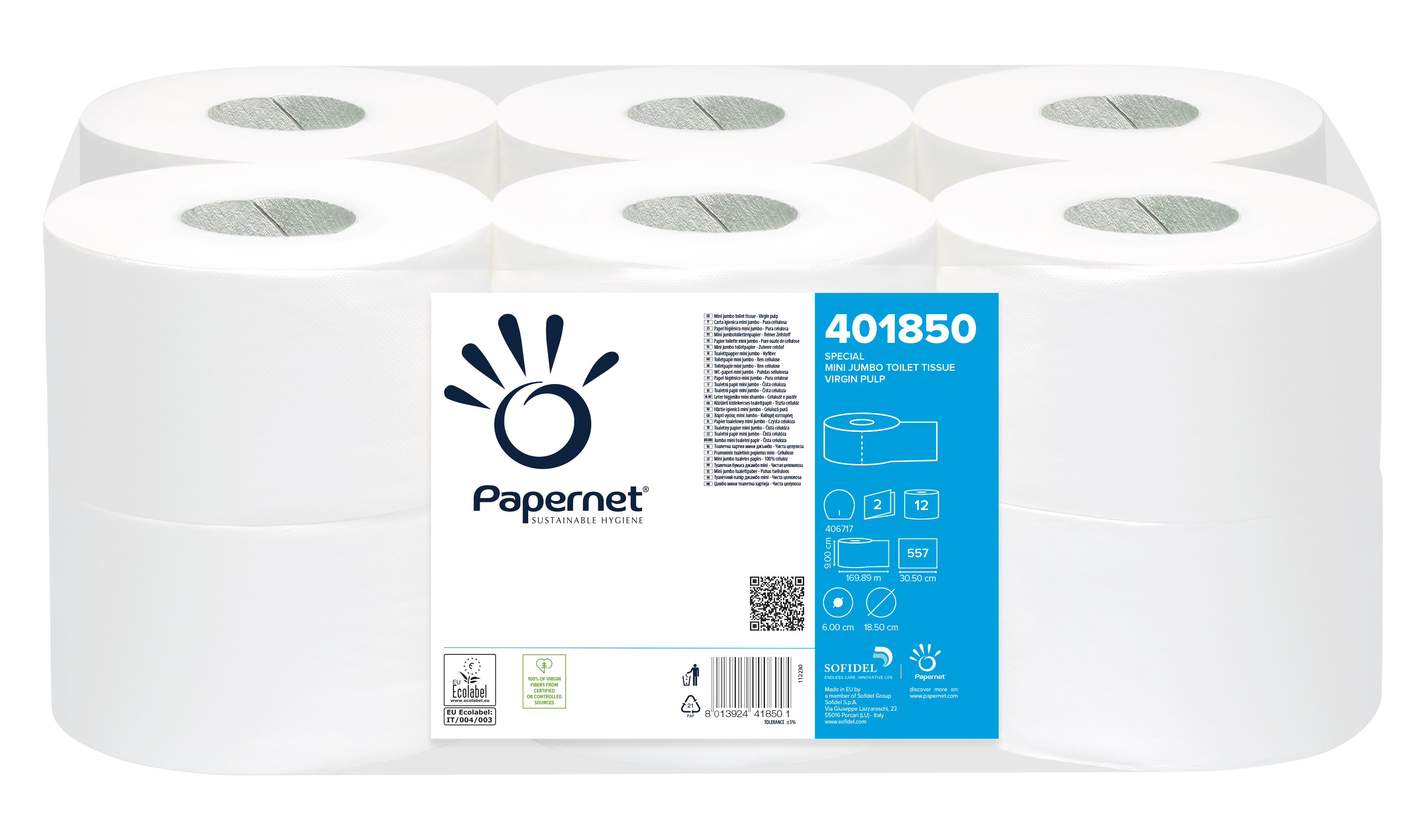 Hartie igienica mini jumbo in 2 straturi 12 role/bax papernet 474 grame