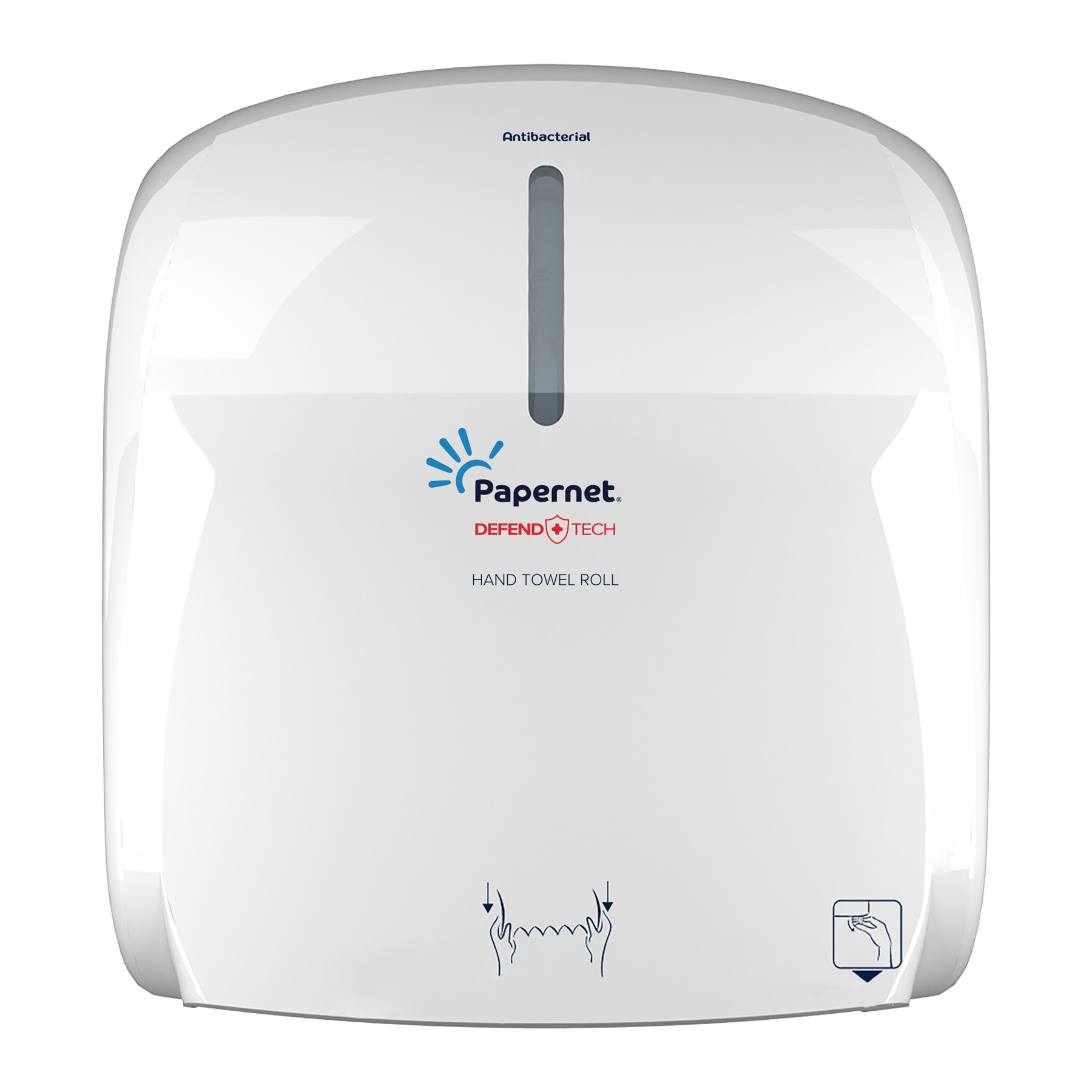 Dispenser din manual din plastic pentru rola autocut  alb tratat antibacterian  Papernet