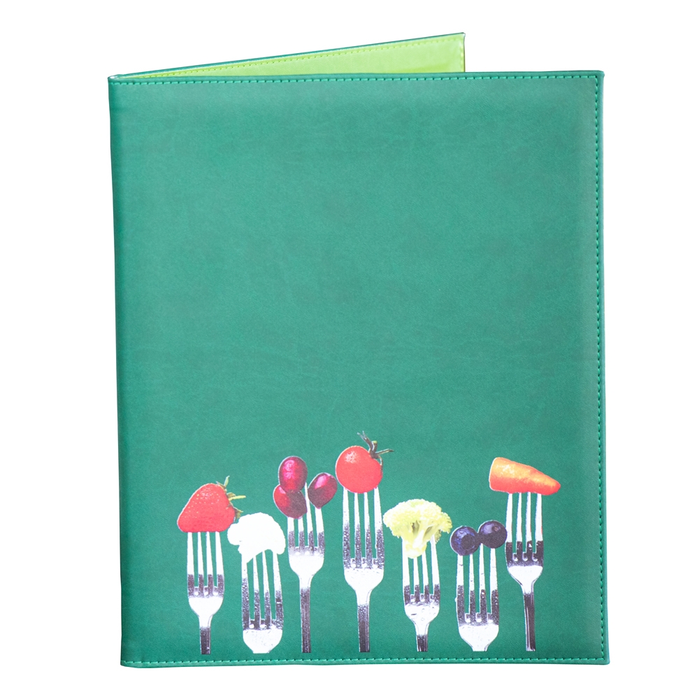Mapa meniu a4+ softleather piele pu interior/exterior lavabila verde