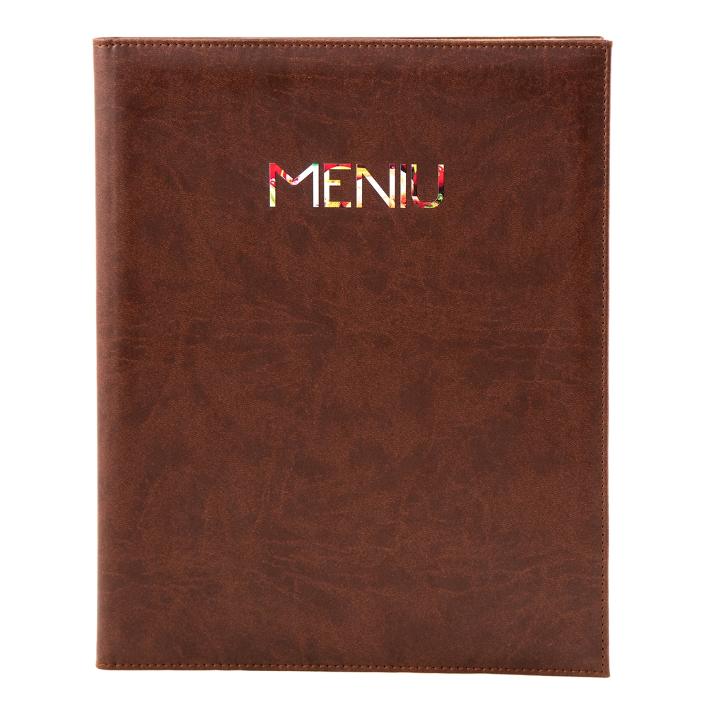 Mapa meniu a4+ softleather piele pu interior/exterior lavabila maro