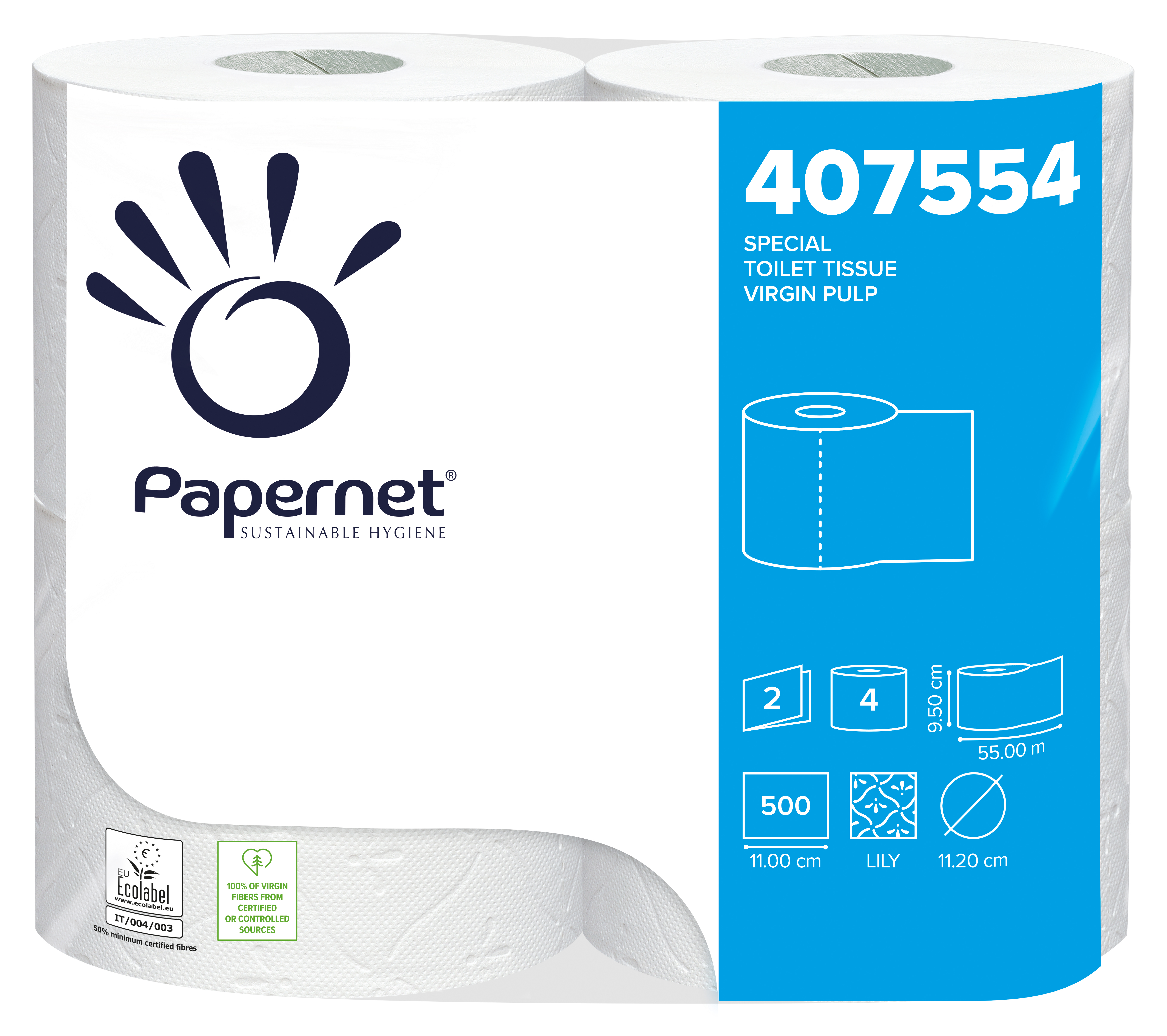 Hartie igienica in 2 straturi din celuloza pura papernet 4 role/pac