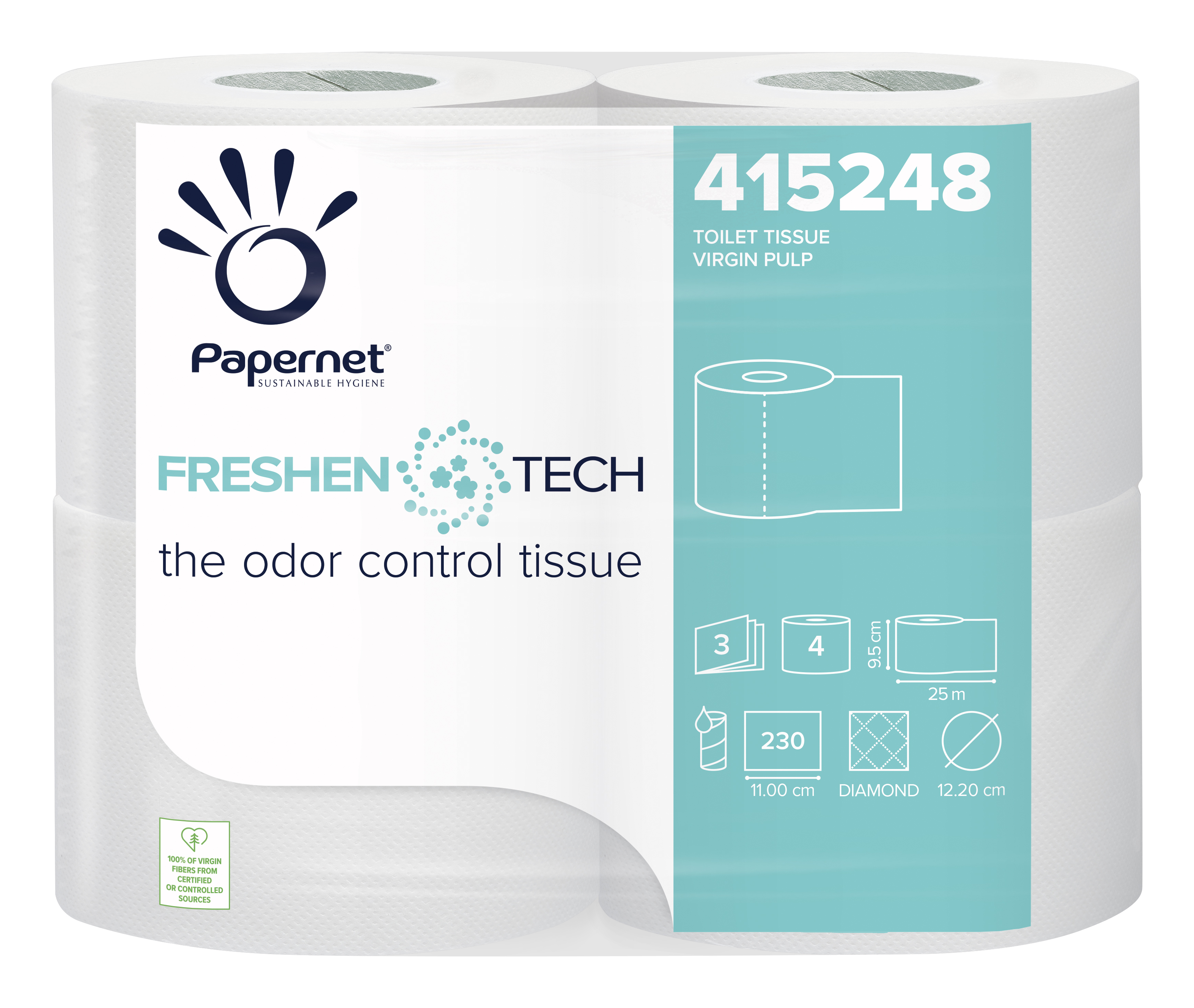 Hartie igienica superioara  Freshen Tech  in 3 straturi  470gr  Papernet  4 role/pachet