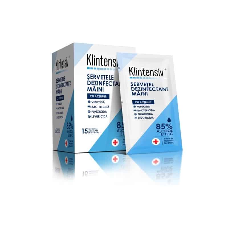 KLINTENSIV® Servetel dezinfectant maini 15 bucati Klintensiv imagine 2022 depozituldepapetarie.ro