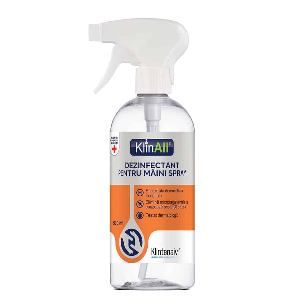 KlinAll® – Dezinfectant pentru maini spray 500 ml Klintensiv imagine 2022 depozituldepapetarie.ro