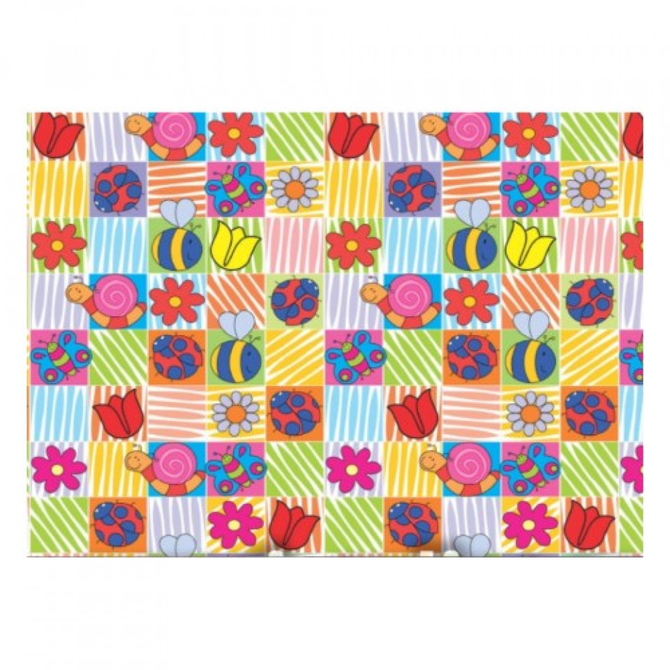 Rola hartie de impachetat cu buburuze si flori 70 cm x 240 m.l.