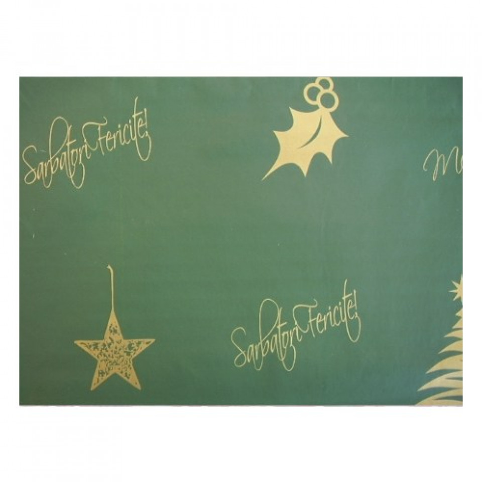 Coli hartie de impachetat  model cu stelute  Verde   50x70 cm  100 buc/set