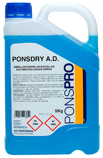 PONSDRY-A.D.-Agent profesional de clatire pentru masinile de spalat vase pentru apa cu duritate mare 5L Asevi Asevi