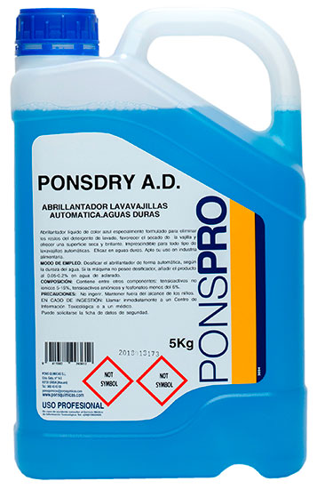 PONSDRY-A.D.-Agent profesional de clatire pentru masinile de spalat vase pentru apa cu duritate mare 5L Asevi