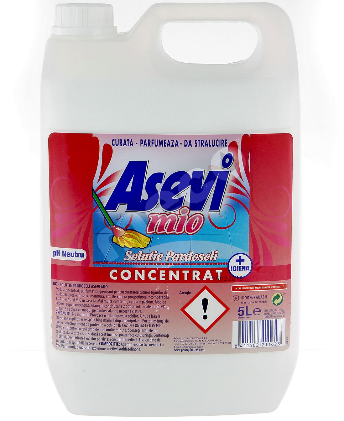 Asevi Mio-Detergent manual concentrat pentru pardoseli 5L Asevi imagine noua