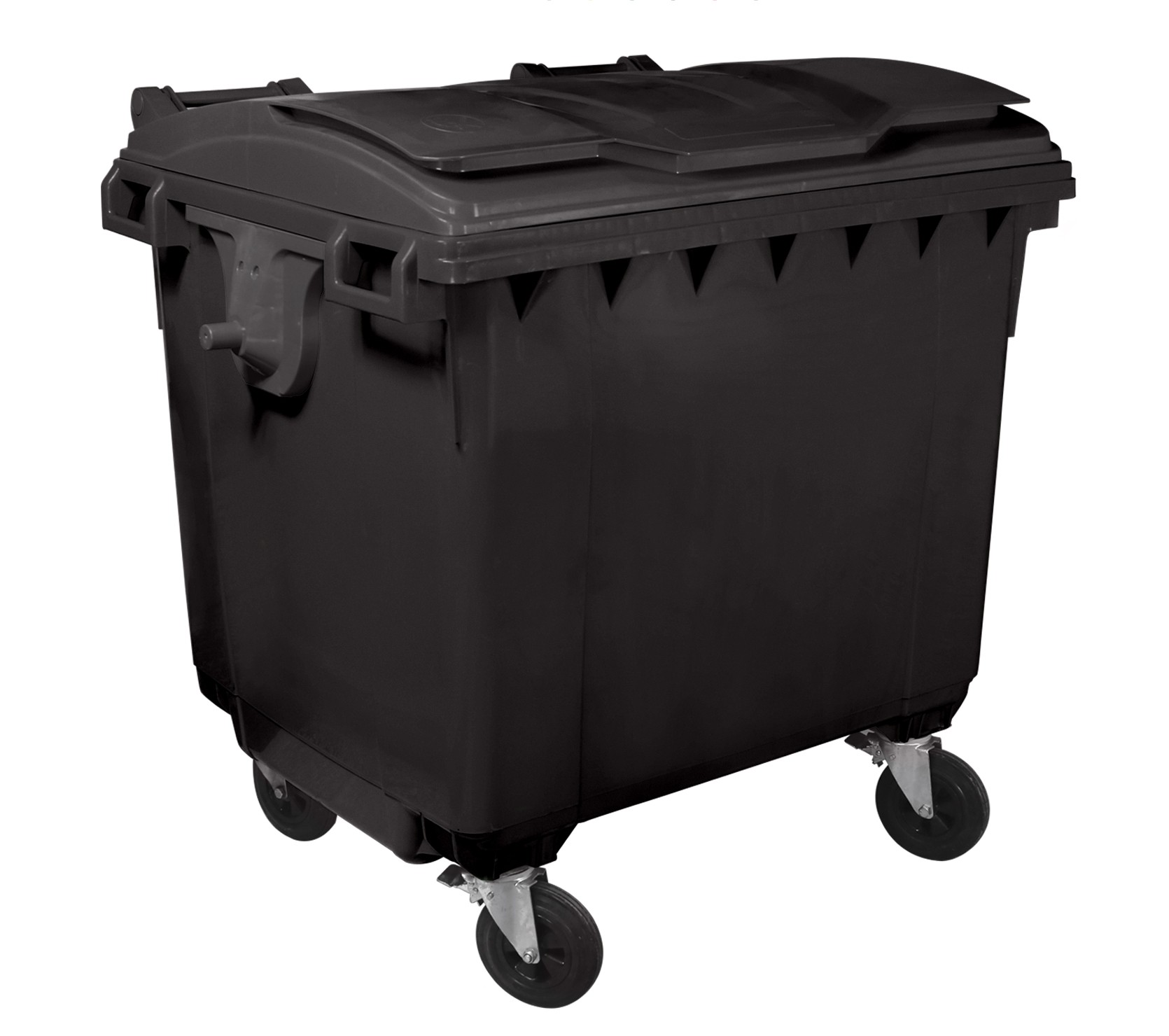 Container HDPE CLF 1100L cu capac plat negru - Transport inclus