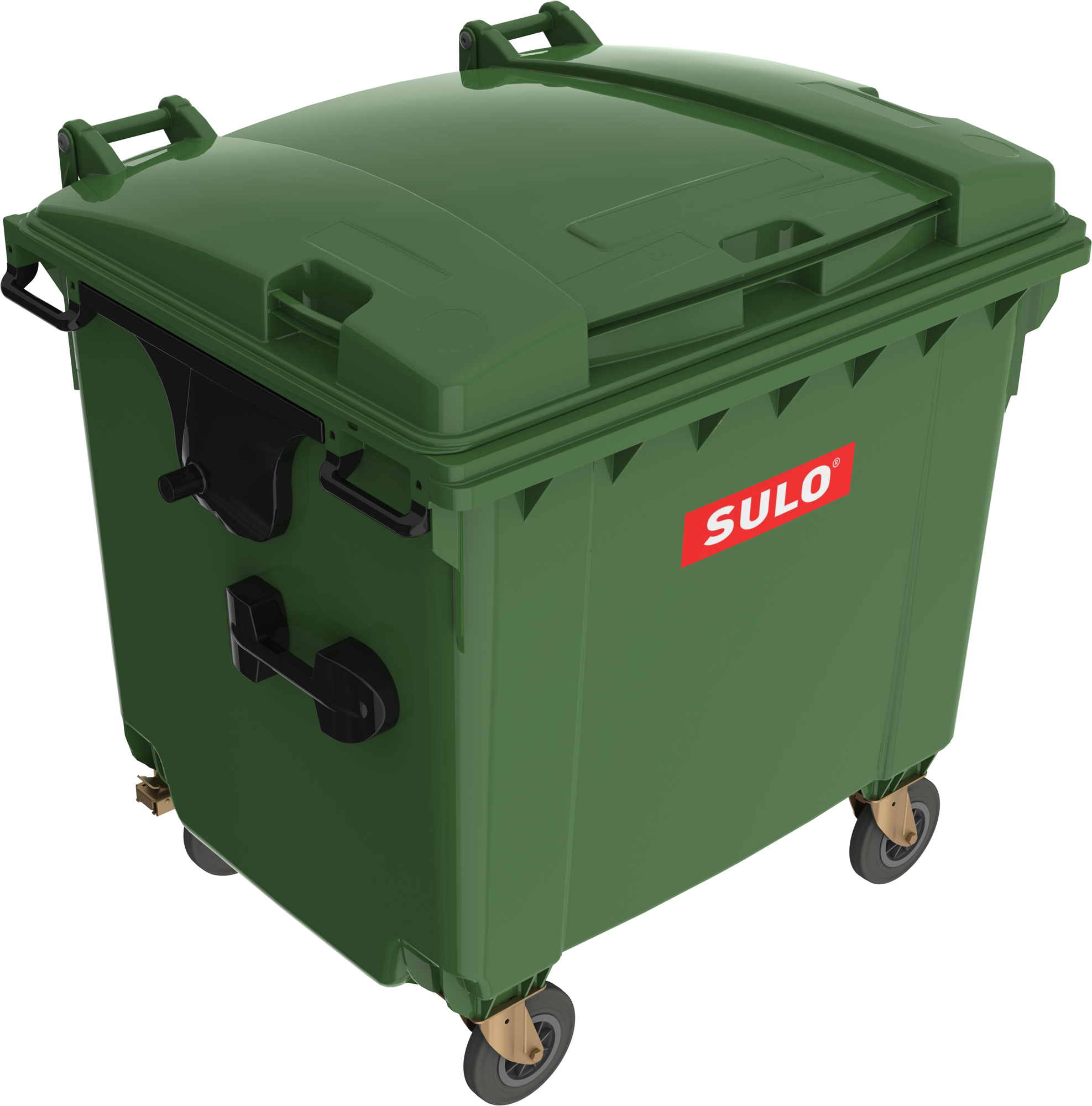 Eurocontainer verde din material plastic  cu capac plat  SULO  1100 l  - Transport Inclus