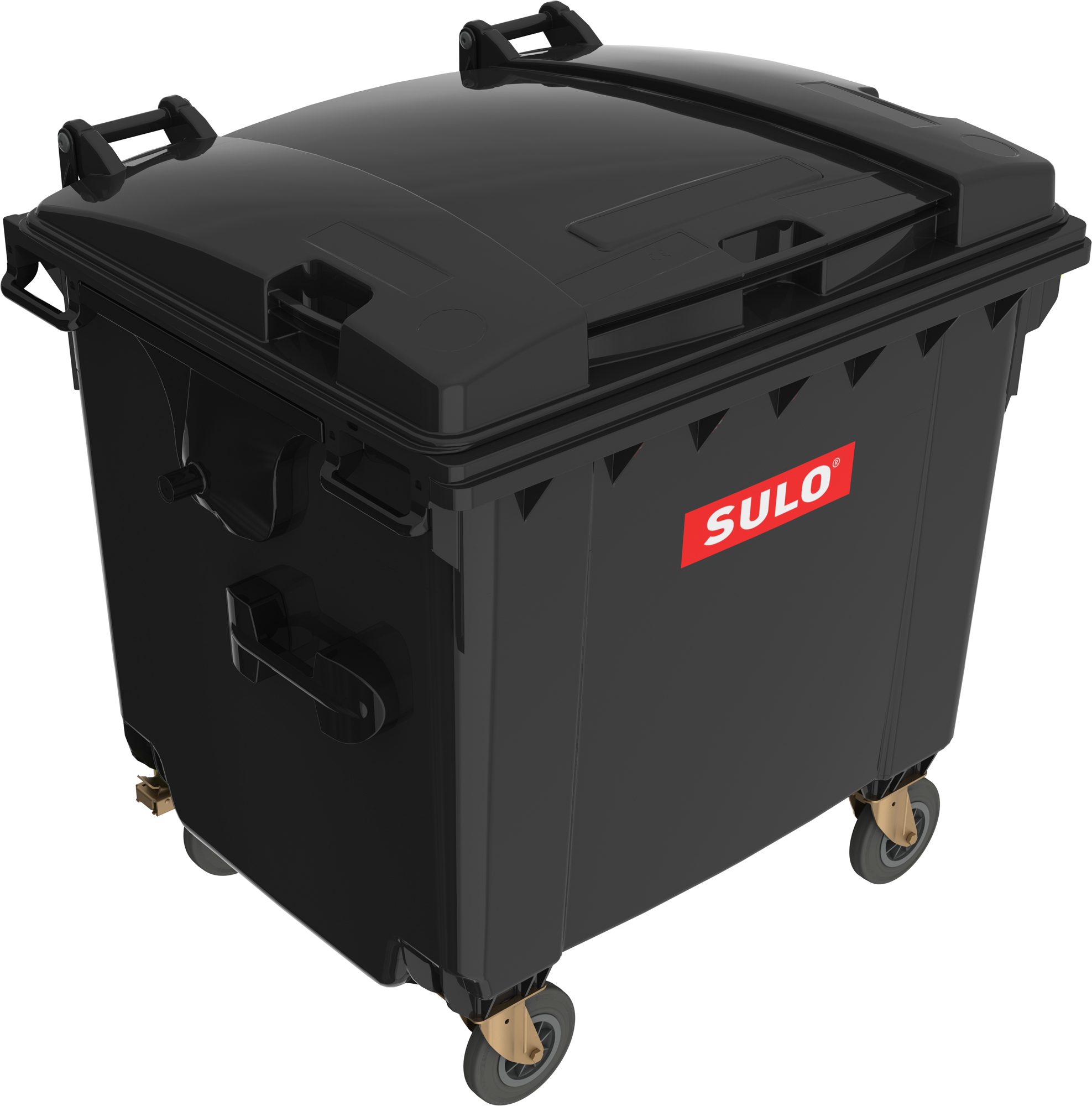Eurocontainer negru din material plastic  cu capac plat SULO  1100 L  - Transport Inclus