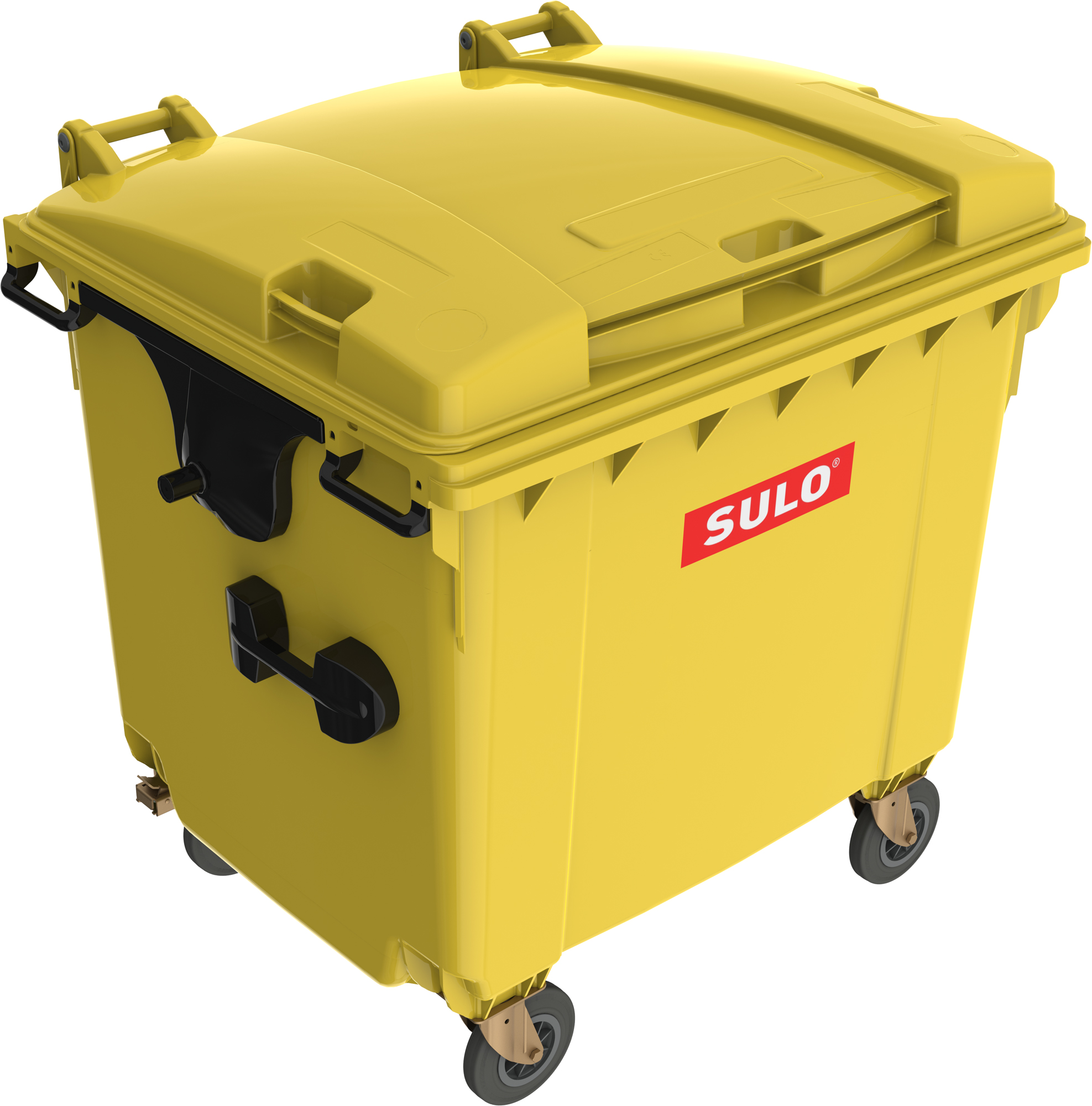 Eurocontainer galben din material plastic  cu capac plat  SULO  1100 l  - Transport Inclus