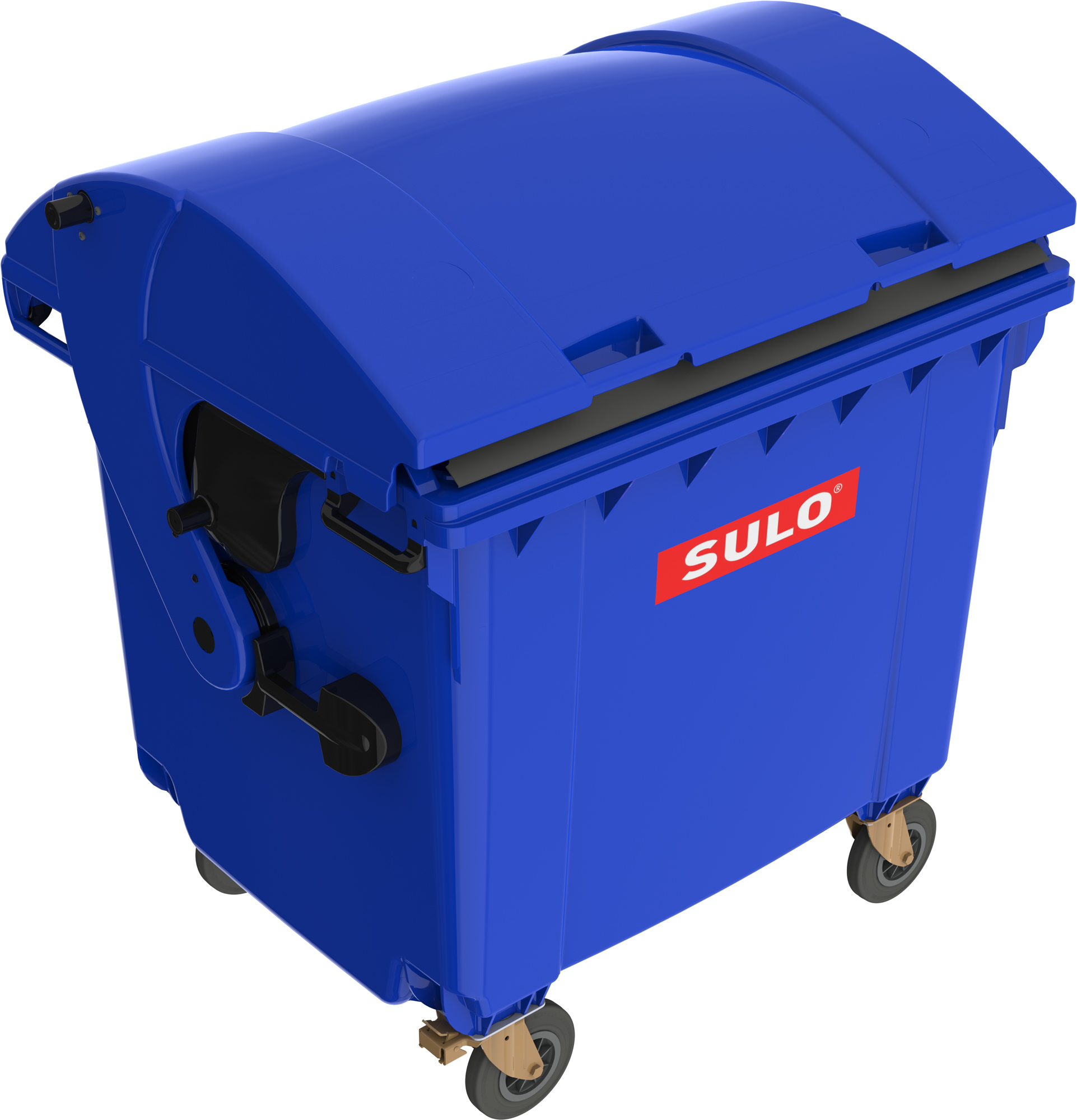 Eurocontainer din material plastic 1100 l albastru cu capac rotund SULO – Transport Inclus 1100