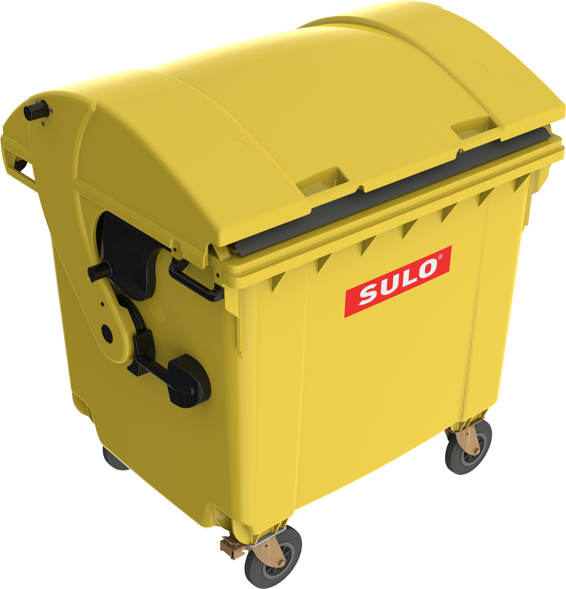 Eurocontainer din plastic 1100L galben cu capac rotund SULO – Transport Inclus 1100L
