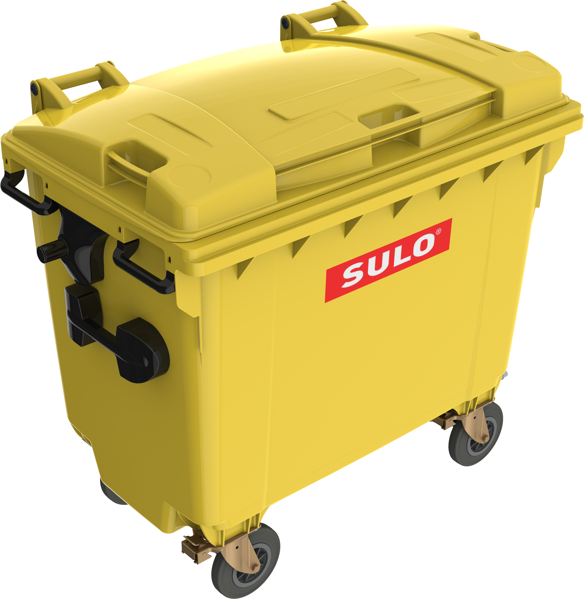 Eurocontainer plastic 660 L galben cu capac plat SULO – Transport Inclus 660