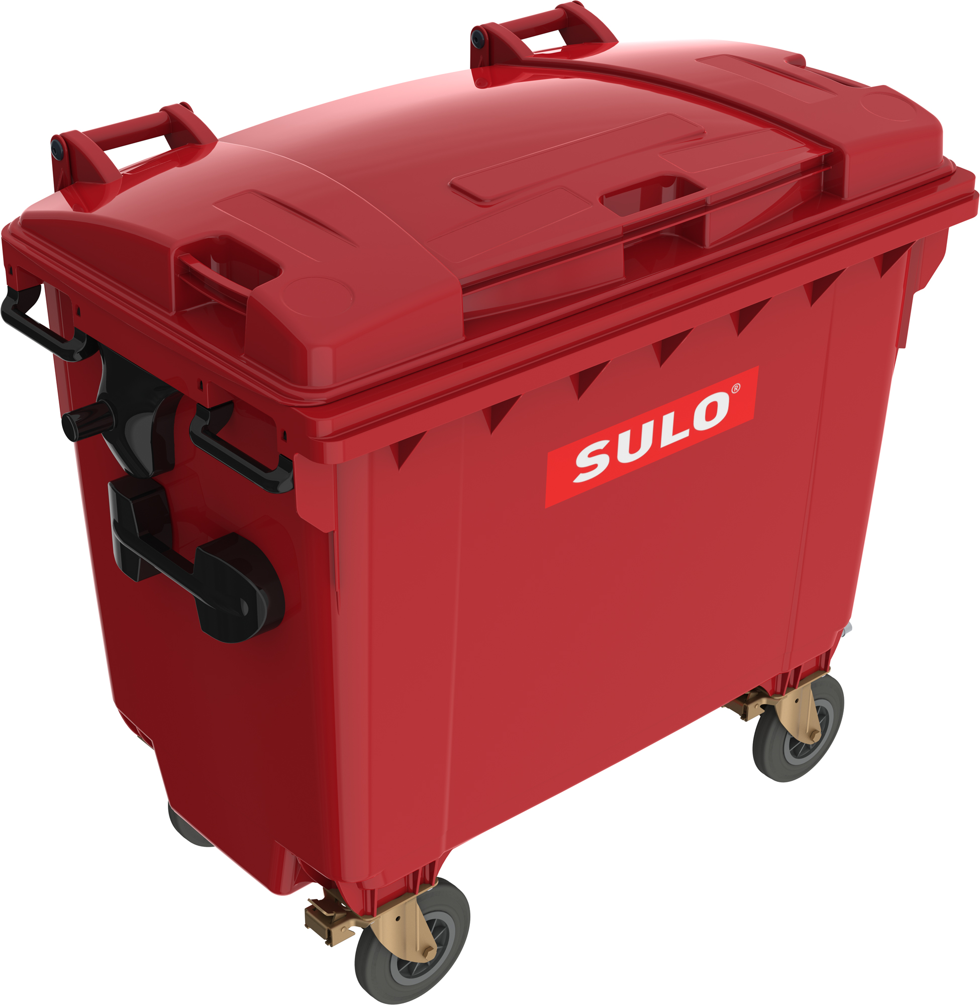 Eurocontainer plastic 660 L rosu capac plat SULO – Transport Inclus 660