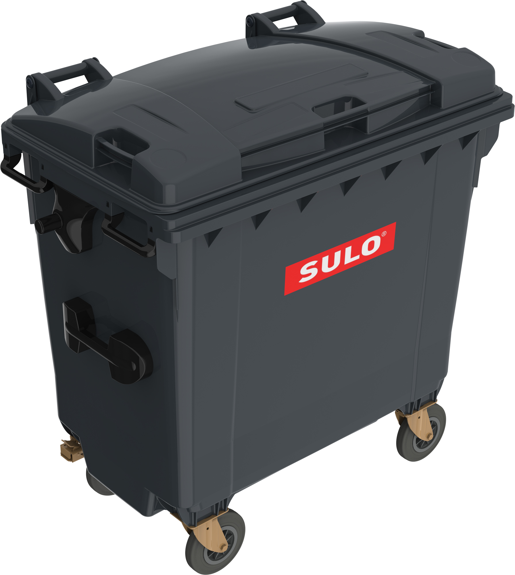 Eurocontainer din material plastic 770 l negru cu capac plat SULO – Transport Inclus 770