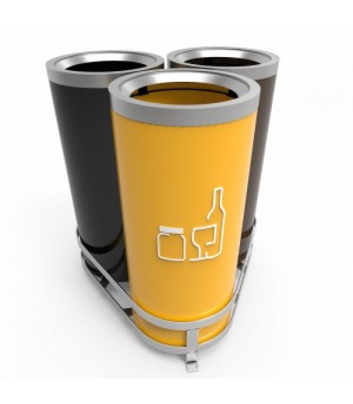 AARHUS B Cosuri de gunoi moderne de reciclare 3x50L  pentru birouri sau zonele urbane