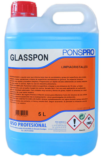 Glasspon-detergent profesional concentrat pentru geamuri cu efect antiaburire 5l asevi