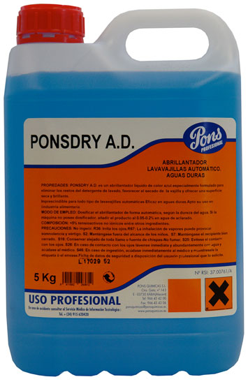 Ponsdry-A.D.-Agent Profesional De Clatire Pentru Masinile De Spalat Vase Pentru Apa Cu Duritate Mare 5l Asevi sanito.ro
